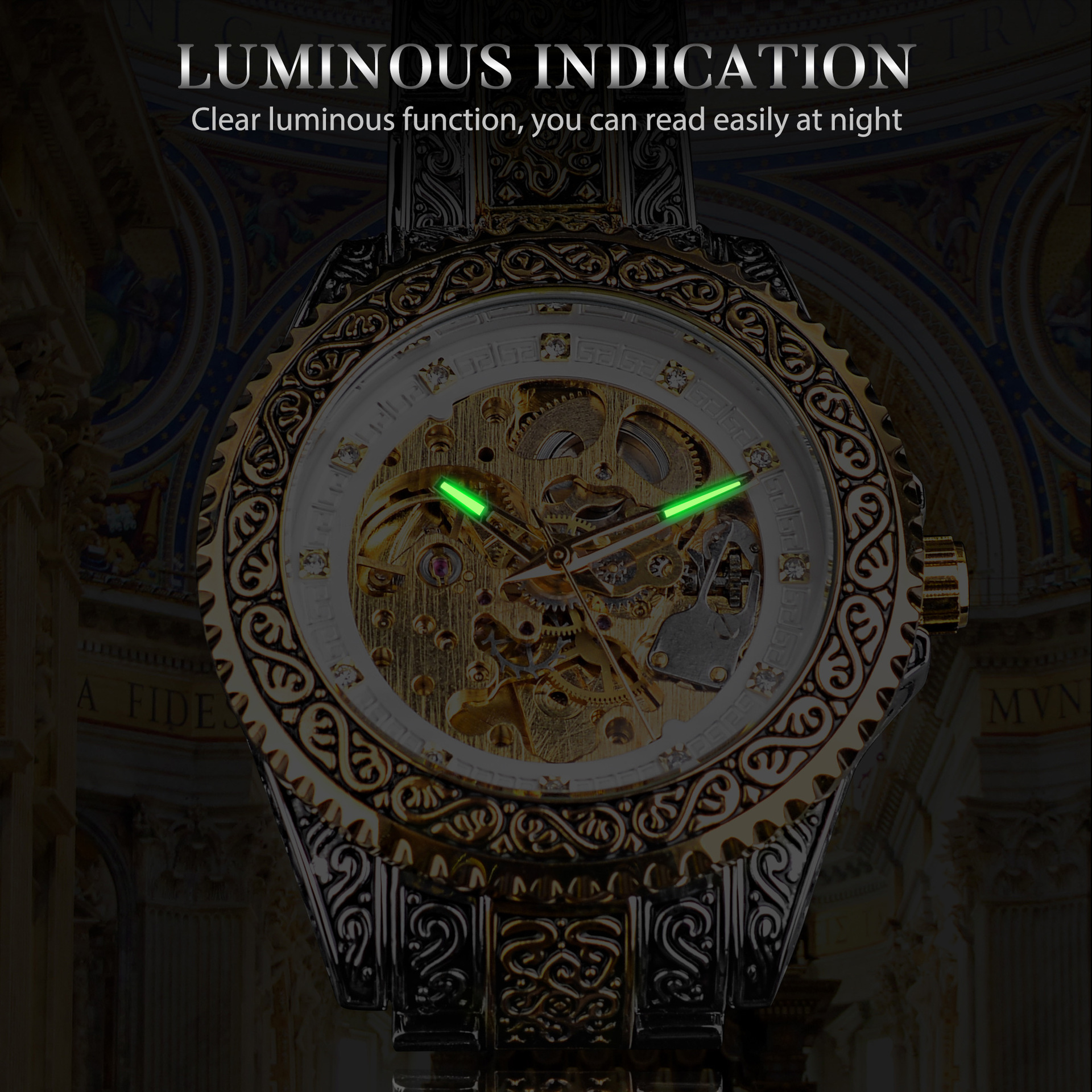 Forsining carved fully automatic men's mechanical watch hollowed out men's waterproof watch butterfly buckle new product_voghion.com