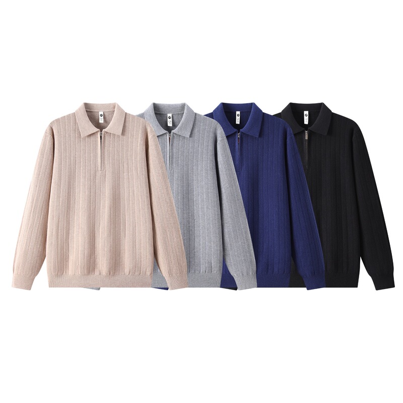 SH&Old Money Style Half-Zip Polo Knit Sweater for Men, Autumn and Winter Jacquard Sweater with Turn-down Collar, Loose Fit Base Shirt SH&Old Money Style Half-Zip Polo Knit Sweater for Men, Autumn and Winter Jacquard Sweater with Turn-down Collar, Loose Fit Base Shirt