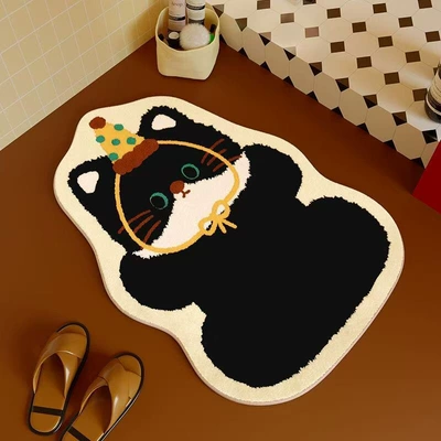 Avtomobil döşəmə paspasları — Style Imitation Cashmere Foot Pads - happy-and-cute-kitty-4060cm-imitation-cashmere