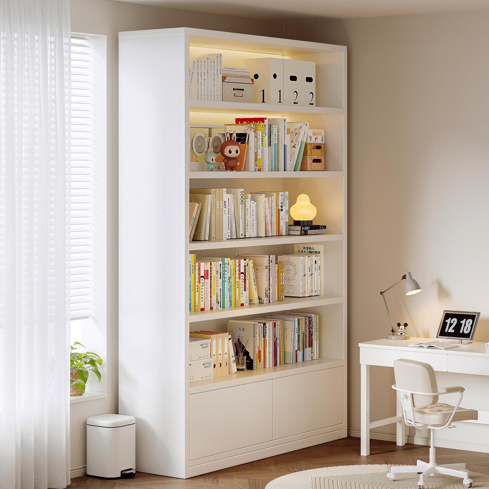 Estante de madera sólida estante de piso integrado contra la pared armario de almacenamiento para estudiantes biblioteca doméstica para niños gabinete de pared