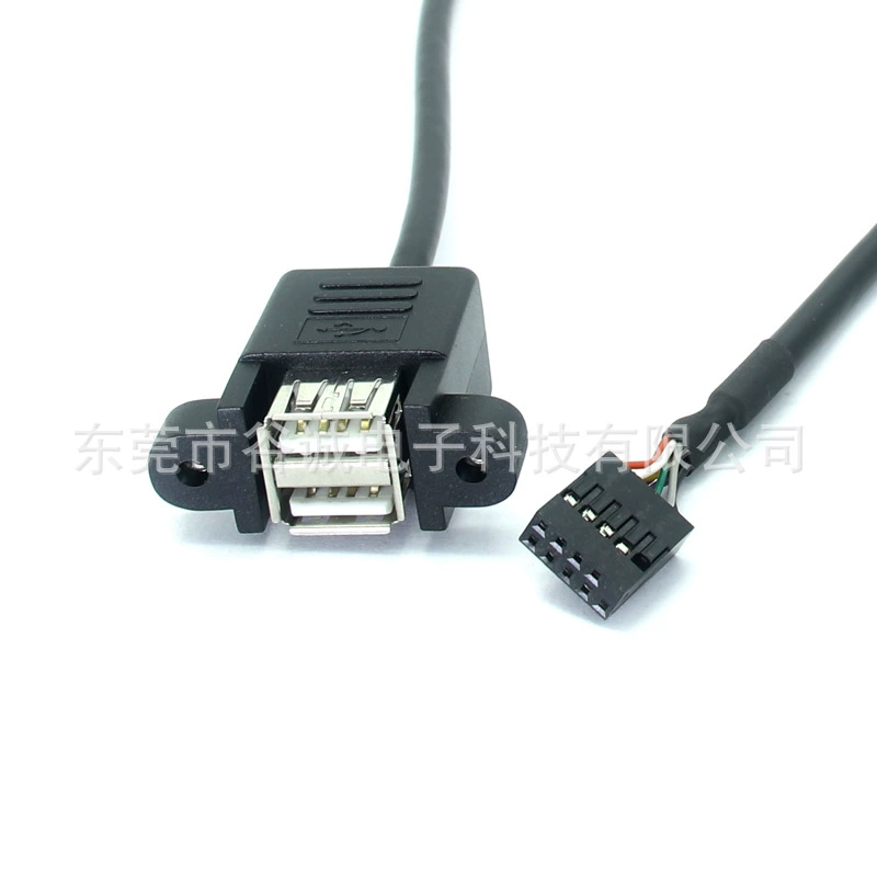 Пользовательский горизонтальный порт двойной USB2.0 AF пара 2*4Pin DuPont разъем подключение с винтами для фиксации кабеля передачи данных