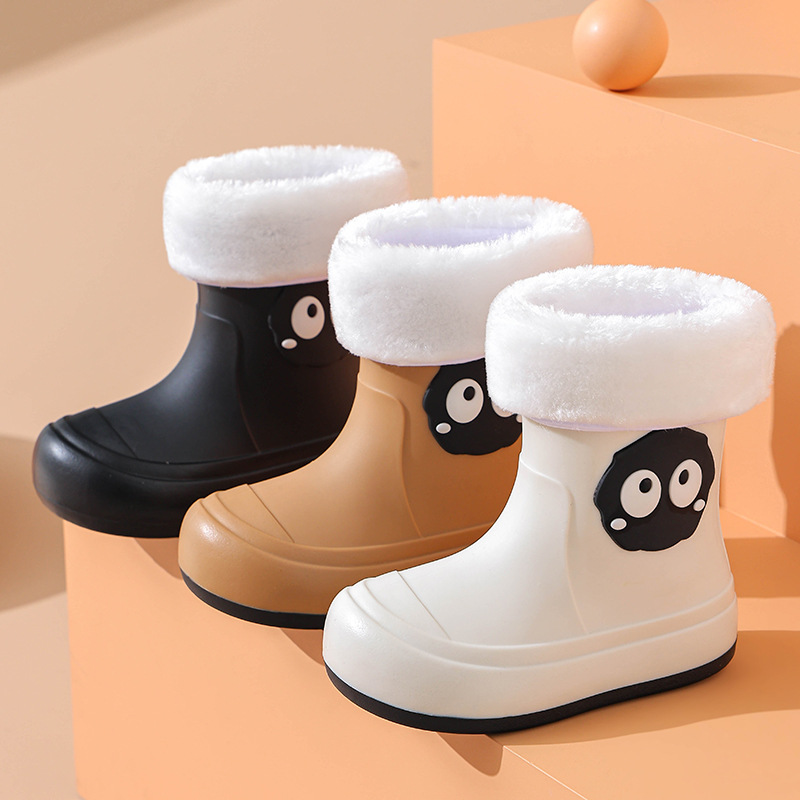Winter Cotton Cute Cartoon Kidsren's Rain Boots Rain Boots Outer Wear Personalized Waterproof Shoes Boys and Girls Students Non-Slip Large