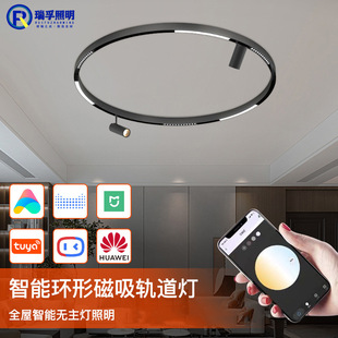 Borderless Led Ring Magnetic Track Light Round Line Light Living Room Dining Room Without Main Lighting Embedded Surface Mounted