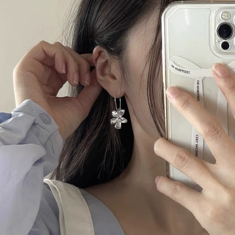 小设计耳环 universal pendant high-quality style silver 925 sample flowered simple and elegant design light luxury style