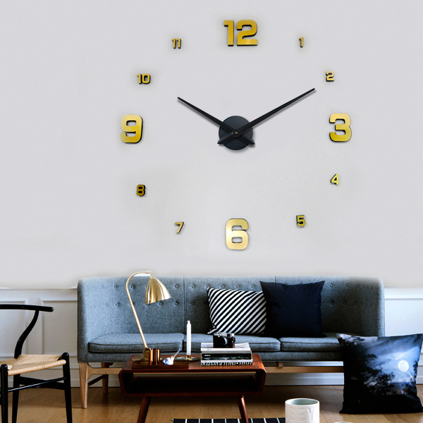 Sala de estar reloj creativo reloj Amazon simple nórdico Reloj de pared europeo y americano grande DIY etiqueta de la pared reloj 3Dclock
