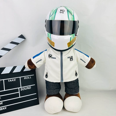 Motosiklet dəbilqələri: 28cm Plush Doll - 28cm-35cm-white-leather-f1-blue-butterfly-helmet-buckle-anti-collision-layer