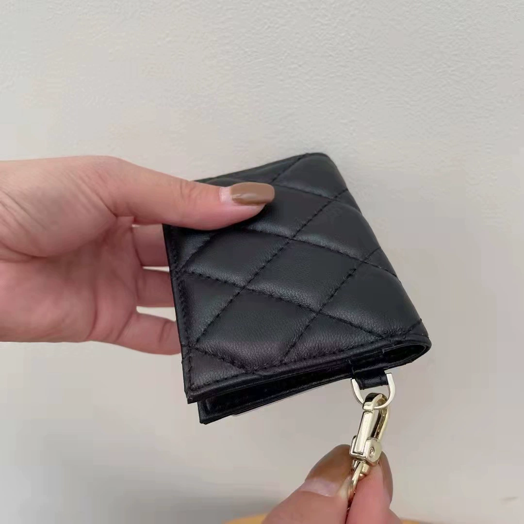 Картхолдер с алмазным узором, маленький изысканный значок, стиль Chanel, натуральная кожа