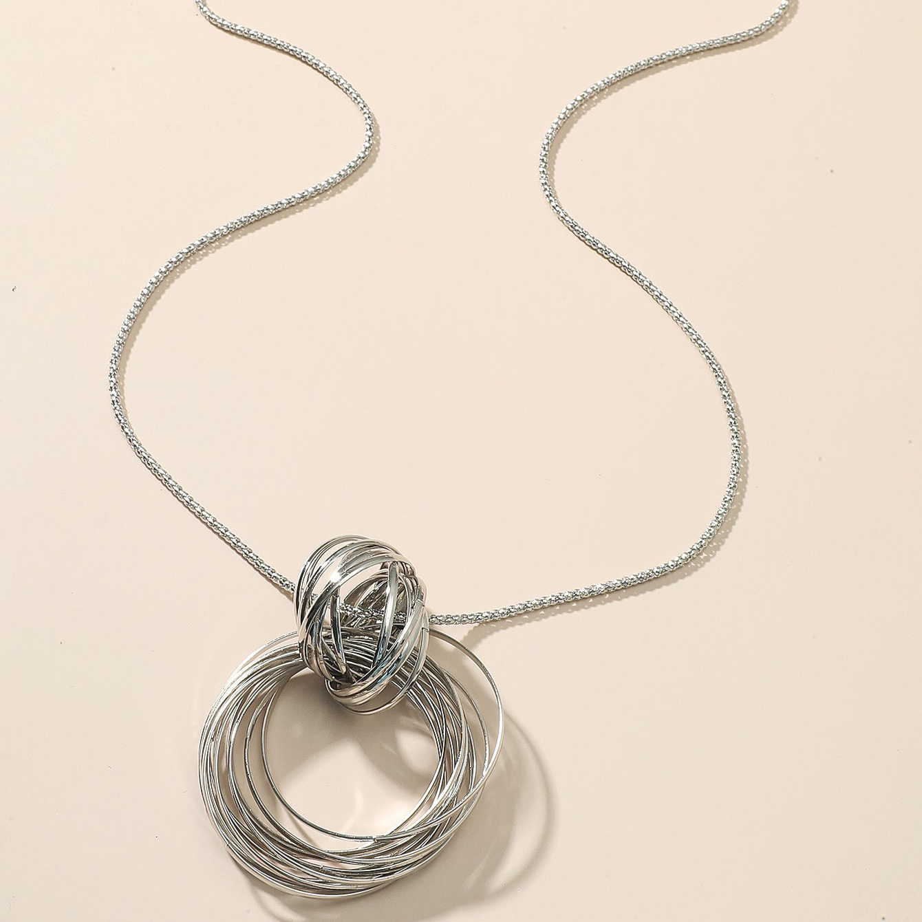 [실버] 유럽과 미국 스타일의 링 심플 롱 목걸이