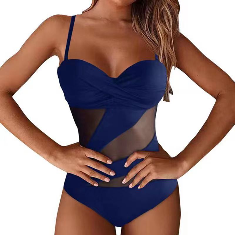Swimming Pool Occasion Breathable Function Slim Fit Type Women'S Fashion Solid Color One Piece Swimwear