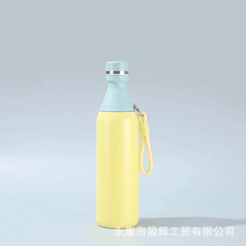 亚马逊跨境304不锈钢可拆卸双层真空提绳保温杯保冷便携运动水杯|undefined