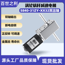 5840-31zy蜗轮蜗杆微型直流减速电机12伏双出轴有刷微型电动机24V