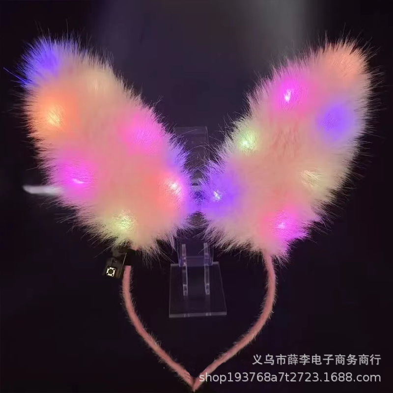 Luminoso Fox diadema Fox felpa Orejas de conejo orejas de gato horquilla bar concierto puesto diadema luminosa