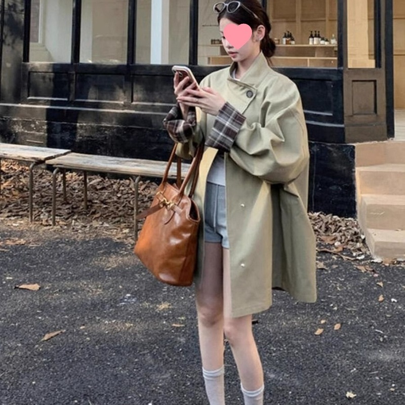 风衣女小个子2025新款春秋季英伦风高级感韩系爆款外套杏色经典黑|undefined