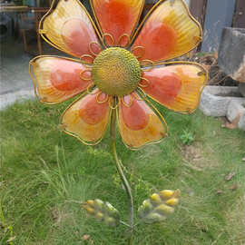 外贸清仓捡漏庭院彩玻花朵花插阳台装饰花园爬藤架园艺趣味杂货