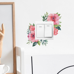 新款fun-kg28粉色花朵綠植開關貼客廳玄關牆面美化牆貼紙批發