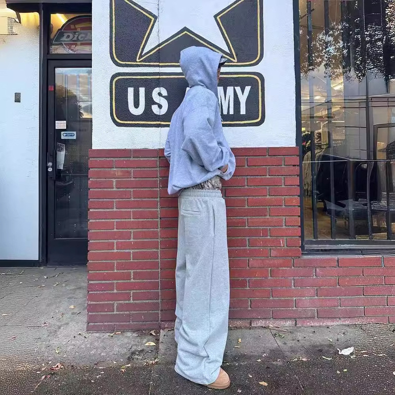 ストレートゆるい国境を越えたメーカー直販カジュアルパンツ男性アメリカ復古高街広脚ステッチ運動ズボン衛ズボン|undefined