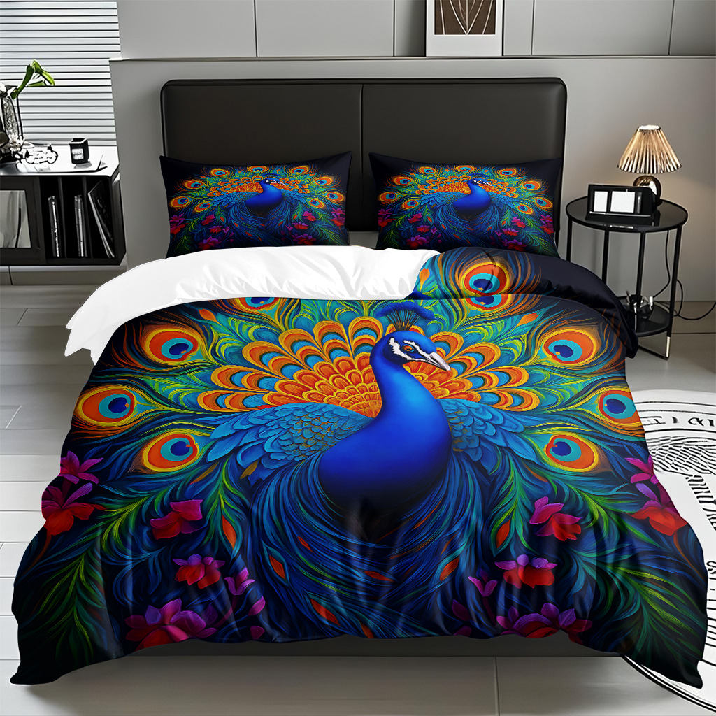 TEMU / JIT adaptado peacock digital impresión kit edredón molido ventilación textil doméstico fábrica de fuente transfronteriza