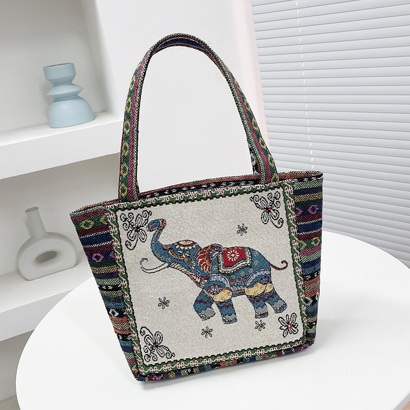 クロスボーダー刺繍ズックハンドバッグレディースプラス民族風ハンドバッグカジュアルマミーハンドバッグ弁当箱バッグ小さな布バッグ|undefined