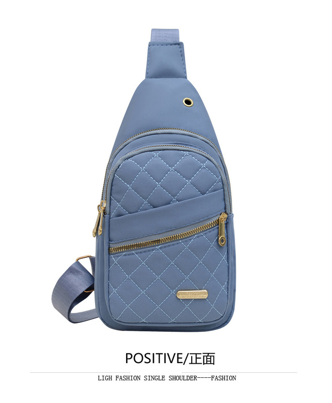 跨境简约女士胸包新款多层绣线大容量胸前背包少女户外休闲斜挎包|undefined