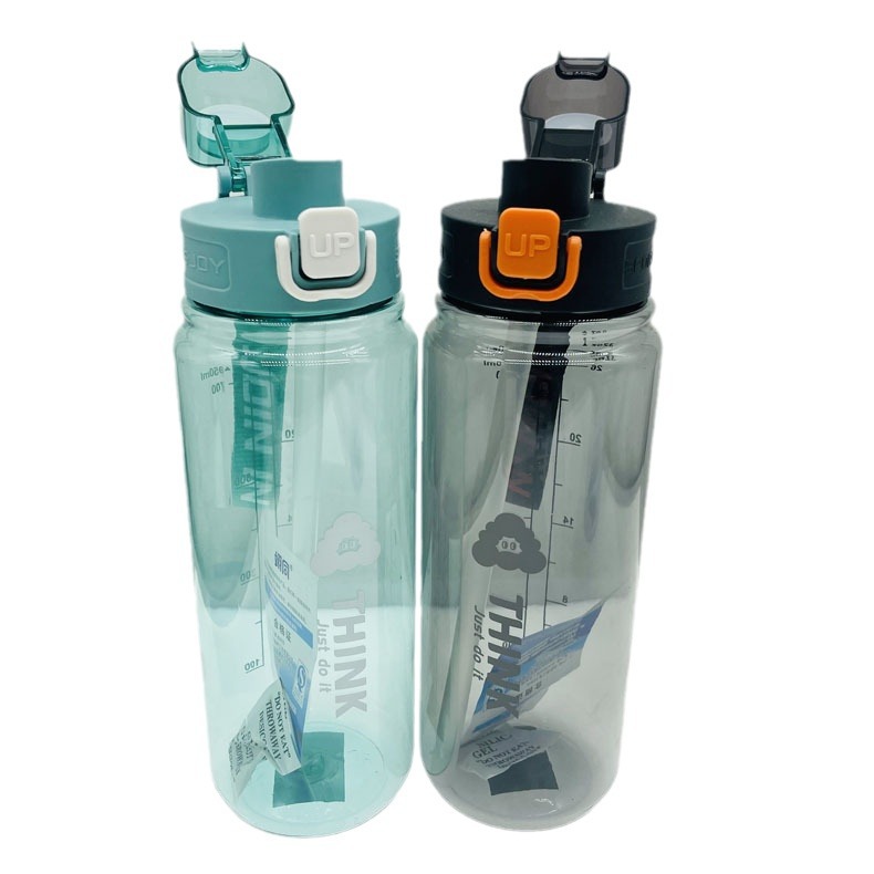 Nuevo estilo espacio taza estudiante paja taza de agua de plástico al aire libre botella de agua 820ml cubierta de rebote bebida directa taza de plástico