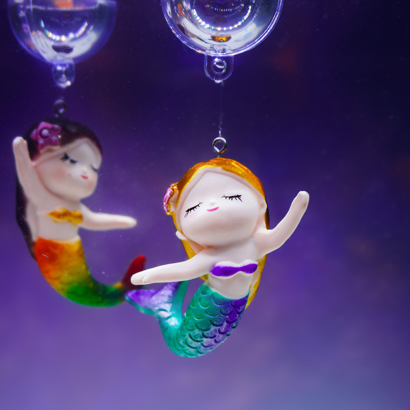 Tanque de peces creativo flotante ligeramente gordo sirena micro paisaje bonsai decoración paisaje decoración acuario marino diver