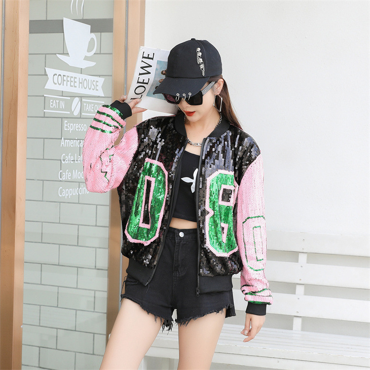 In-Stock Supply 2026 Baseball Jacket with Sequins, Spring and Autumn Hip-Hop National Fashion Brand Casual Loose Baseball Collar Jacket