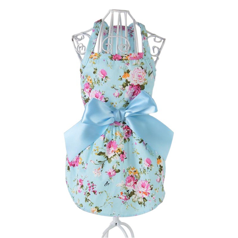 Primavera y verano nuevo puro algodón ropa para mascotas cinta princesa vestido perro ropa al por mayor