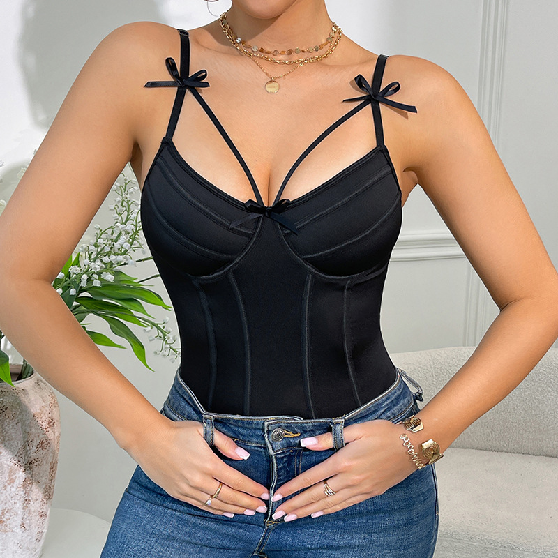 Transfronterizos negros de alto nivel explosivo en forma de cuerpo unido hueso de pescado anillo de acero cinturón chaqueta sexy thongs image 3