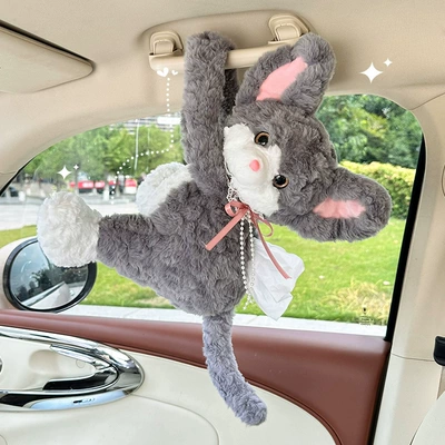 hanging bag, cartoon plush — Car tissue box/set