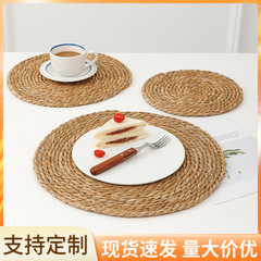 美式茶盘防滑杯垫厨房隔热垫碗垫隔热西餐垫圆形编织海草茶具垫子