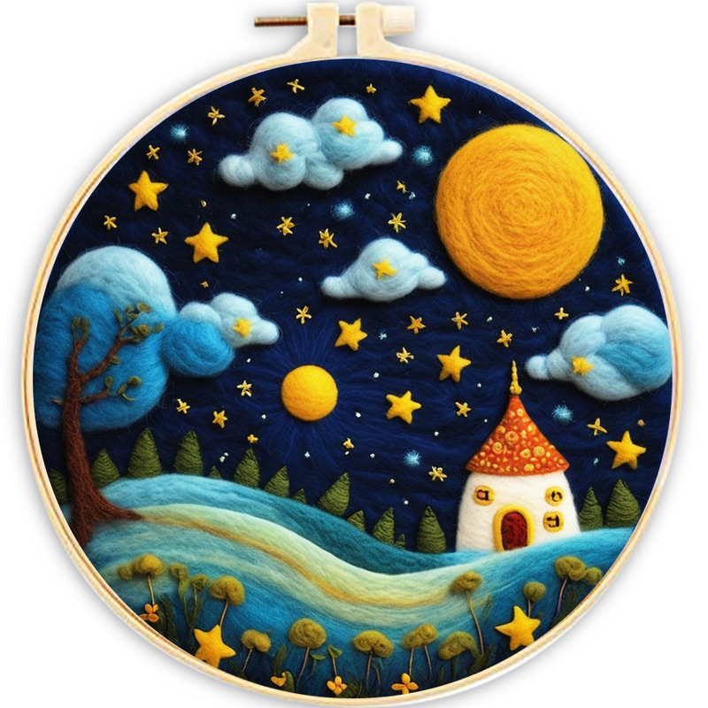 GATYZTORY needle felt entry wool felt painting with embroidery frame needle felt supplies for beginners home
