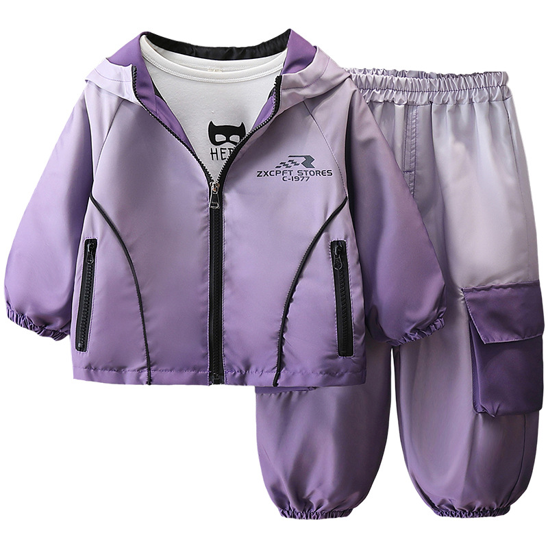 7666 Traje de color degradado para niños 2025 nueva ropa de primavera y otoño ropa de celebridades de Internet de moda para niños primavera de dos piezas primavera