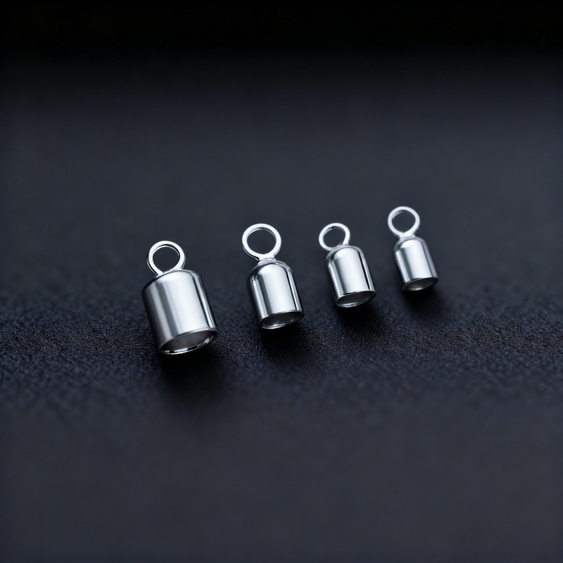 S925 Sterling Silver 2-4mm Leather Rope Buckle Positioning Buckle Viscose Plain Silver Rope Head Buckle Silver Jewelry Accessories DIY Braided Rope Buckle Hanging Buckle