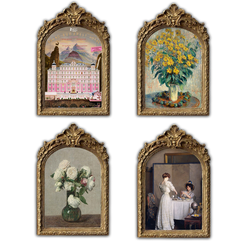 European-Style Niche Retro Gold Semi-Elliptical Arch French Art Vintage Picture Frame Photo Frame Shooting Prop Display Stand