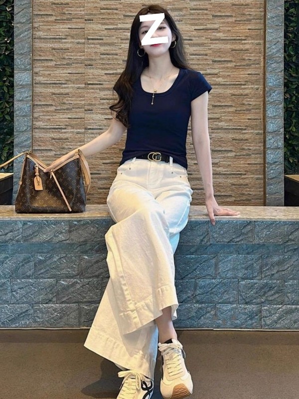 时尚大码女式休闲两件套夏季胖MM洋气显瘦短袖高腰百搭阔腿裤套装|undefined