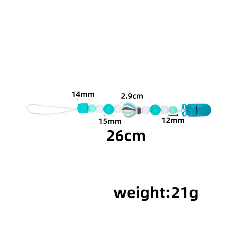Bebé dibujos animados colorido globo de aire caliente silicona teether bebé teether palo juguete teether pezón cadena anti-caída