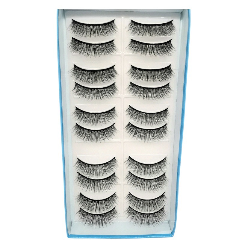 Suministro transfronterizo 10 pares de pestañas realistas tridimensionales naturales 3D de múltiples niveles de pestañas falsas cruzadas al por mayor de fábrica