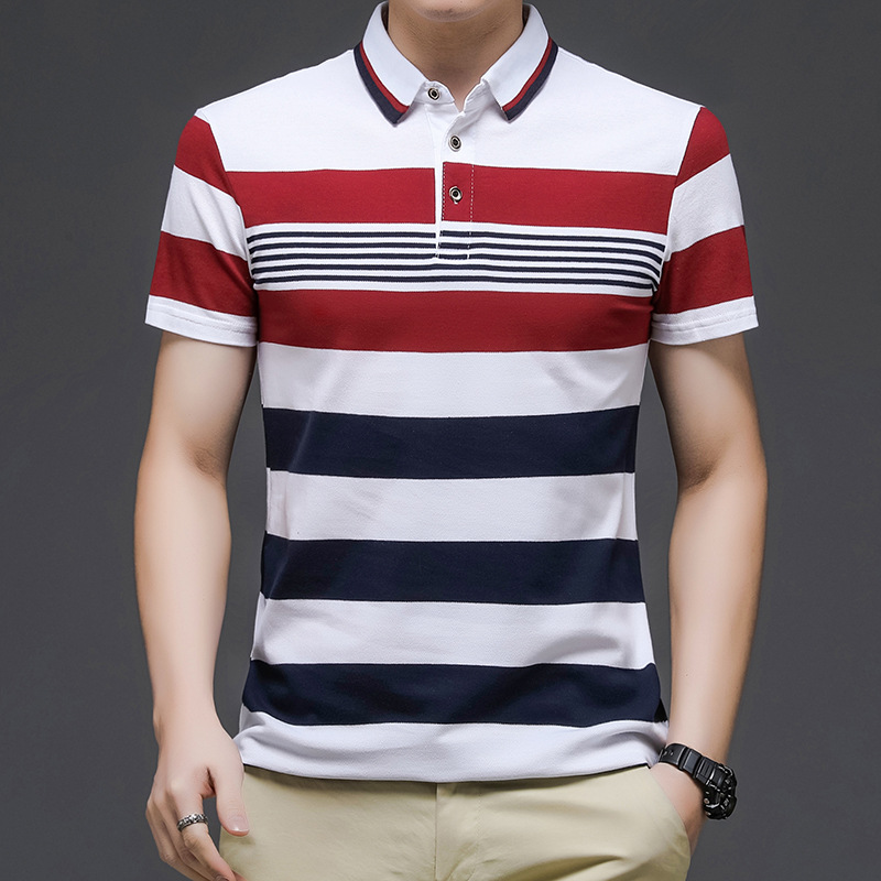 2021新款男士短袖POLO衫夏季中老年男裝商務休閑寬松爸爸T恤純棉