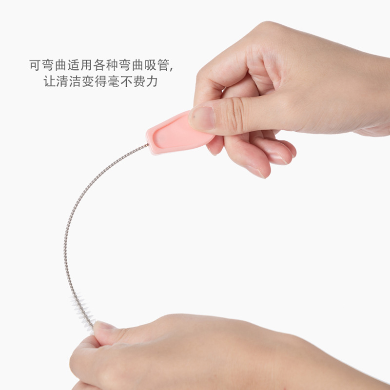 Set de limpieza de biberón Xierbao, incluye cepillo para pezón y pajilla, acero inoxidable, 2 piezas, para bebés.