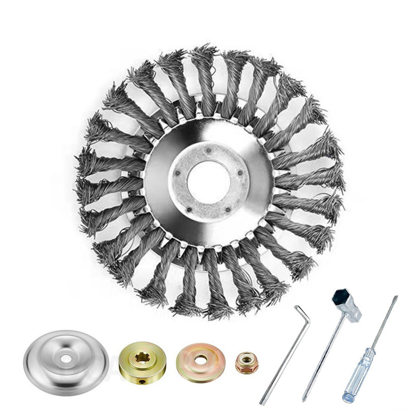 Nueve caballos de apoyo cortacésped de rueda de acero de apoyo cortacésped de acero eliminación de óxido de deshierbe placa