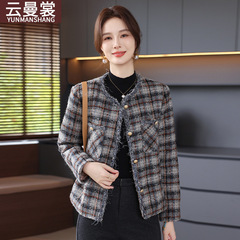 妈妈秋装小香风外套洋气高贵中老年女装春秋上衣阔太太短款夹克衫