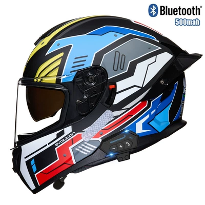 Motosiklet kaskı (dəbilqə) – tail bluetooth full helmet - colorful-mecha-transparent-bluetooth-m