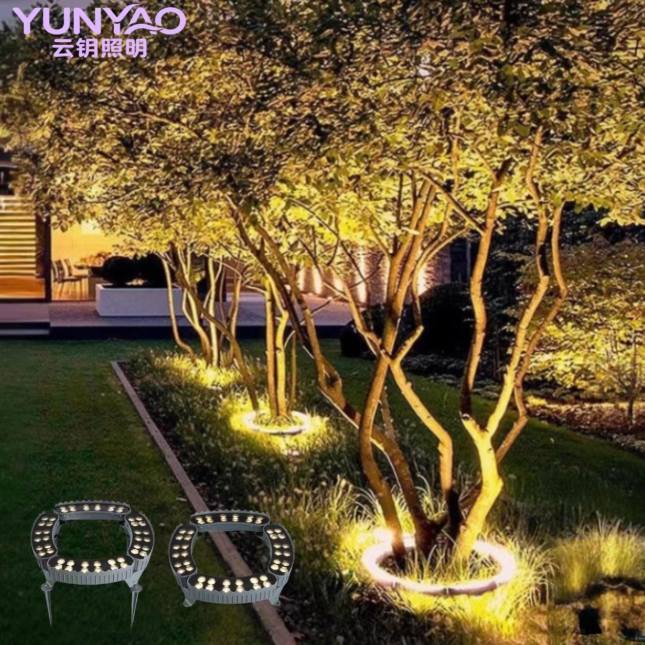 超亮抱树灯户外强光环形投光灯庭院园林景观照树灯IP65七彩RGB