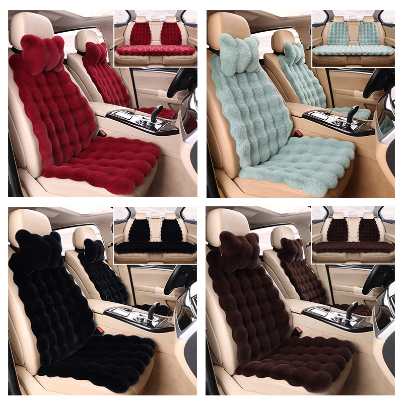 2023 TikTok car cushion winter rabbit plush car cushion bubble velvet warm men's and women's five-seat Universal seat cushion wholesale
