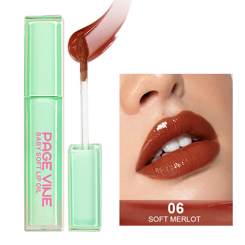 PÁGINA transfronteriza menta verde tubo cuadrado esmalte de labios Dudu lápiz labial espejo brillo de labios color fácil de colorear comercio exterior duradero