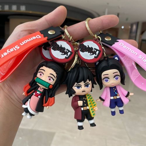Ghost Slayers Kimetsu Keychain Car Keychain Cartoon Anime Figure School Bag Charm Arcade Prize Small Gift Wholesale