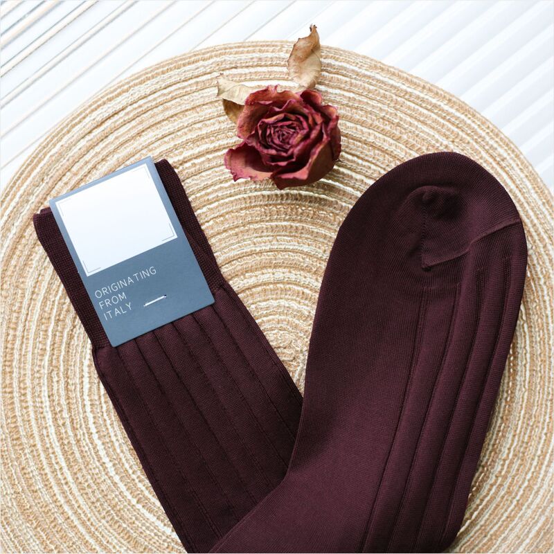 Italian high-end men's formal socks high-needle mercerized cotton socks twill high-top socks