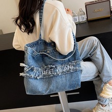 2024新款牛仔布中性挎包春季日韩系休闲森萌大容量单肩包上课包女