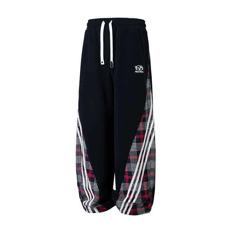 High Street American клетчатая строка из трех брусьев дизайн прямой линии повседневные брюки для мужчин и женщин прилив ретро свободные спортивные штаны