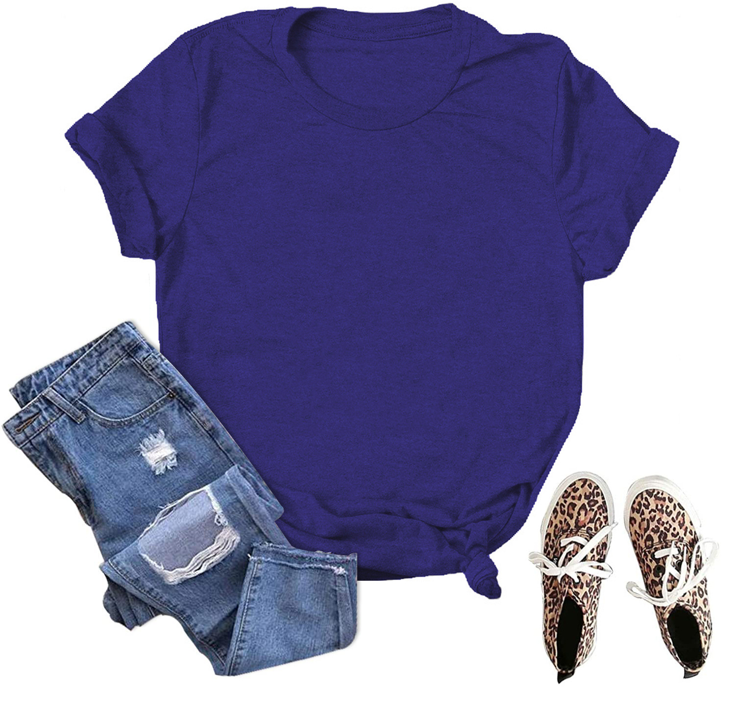 En stock Comercio exterior al por mayor transfronterizo de color sólido en blanco suelta más tamaño manga corta Camiseta hombres y mujeres mismo deseo de Amazon image 18